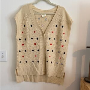 Maeve Cardigan Sweater with Playing Card Motif